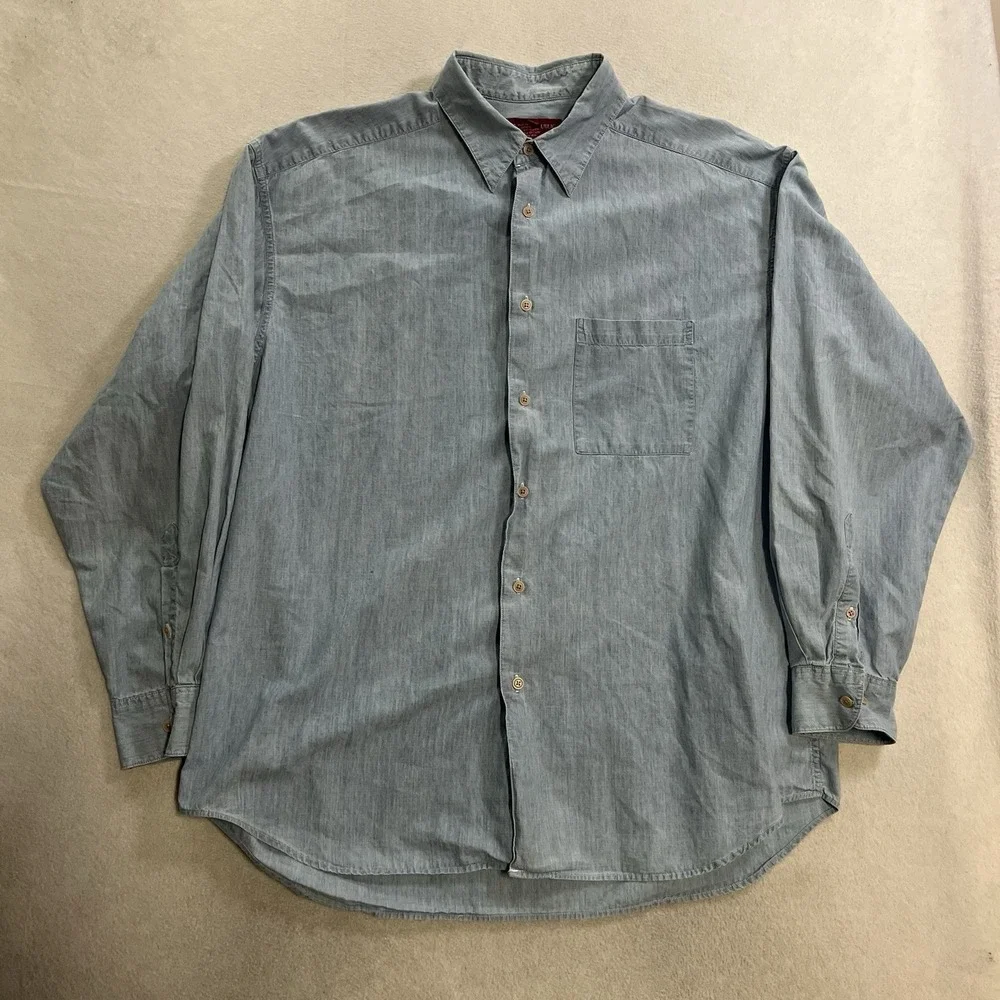 Vintage Banana Republic Denim Chambray Shirt Men's Large Light Wash Blue Y2K 90s